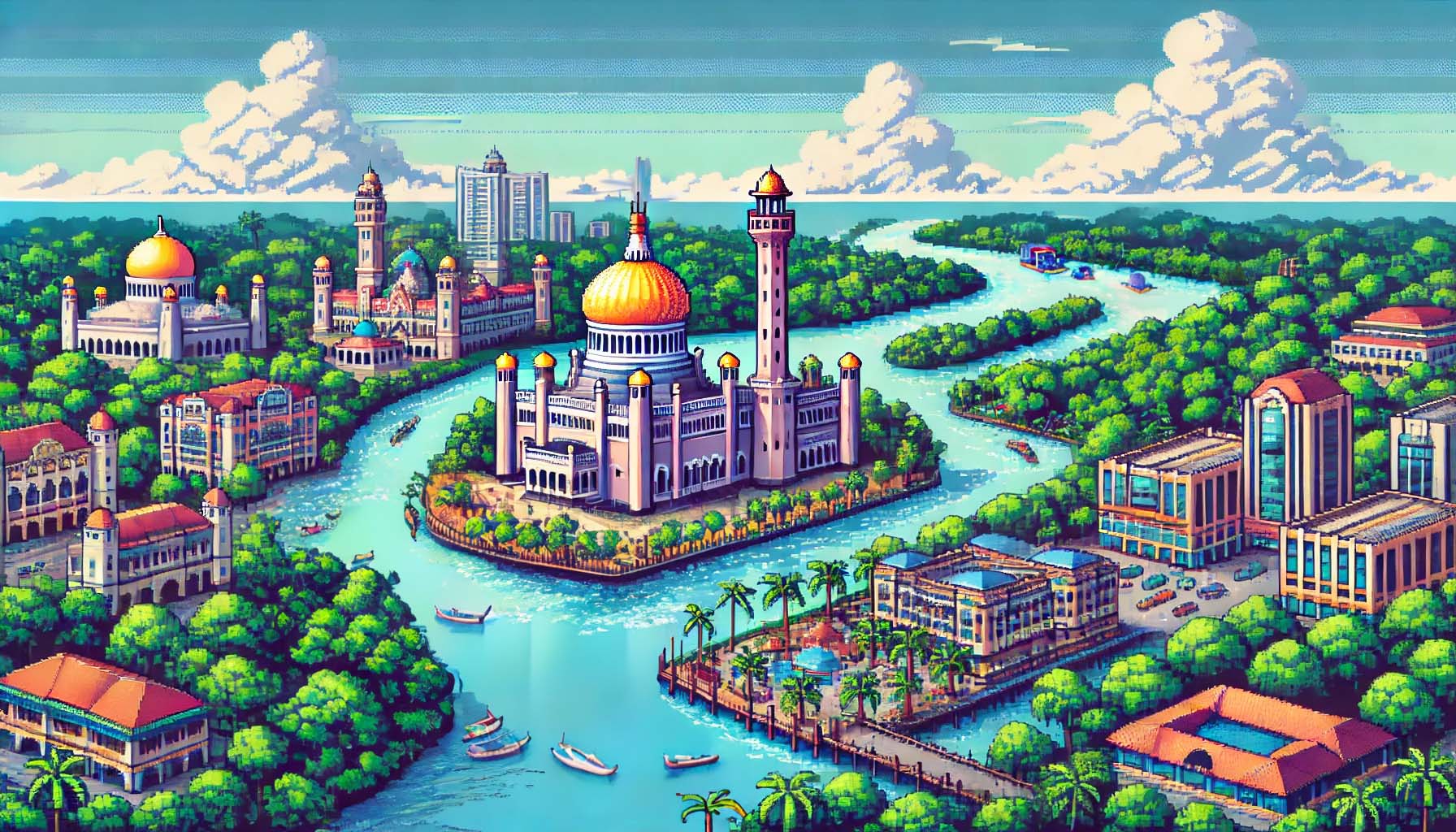 An isometric view of an AI generated image of Brunei